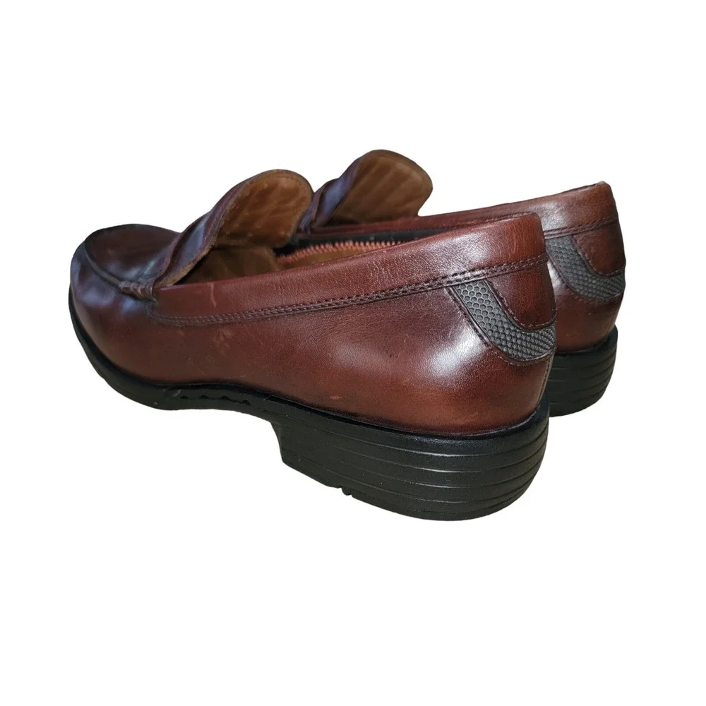 Clarks Unstructured Mens Brown Leather Classic Comfort‎ Penny Loafer Shoes 10 W
